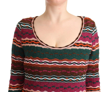 Missoni Multicolour Stripe Wool Knitted Maxi Sheath Dress