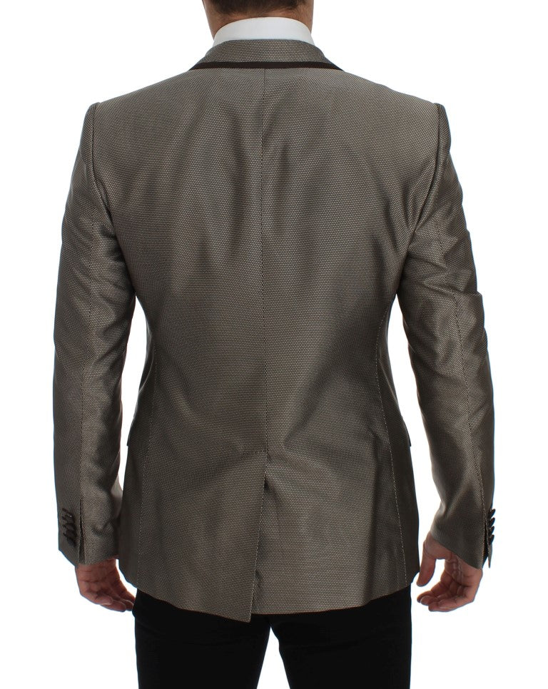 Dolce & Gabbana Men's Brown Slim Fit Silk Two Button Blazer