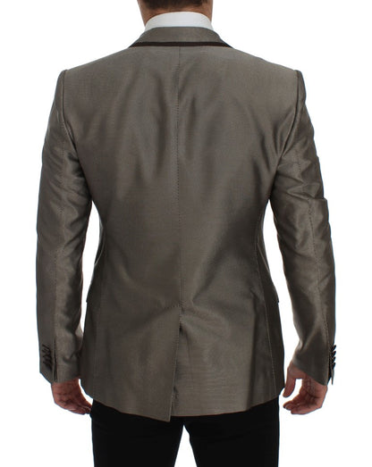 Dolce & Gabbana Men's Brown Slim Fit Silk Two Button Blazer