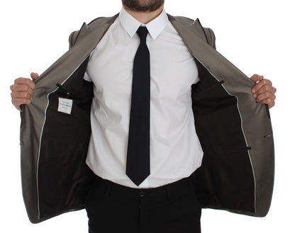 Dolce & Gabbana Men's Brown Slim Fit Silk Two Button Blazer