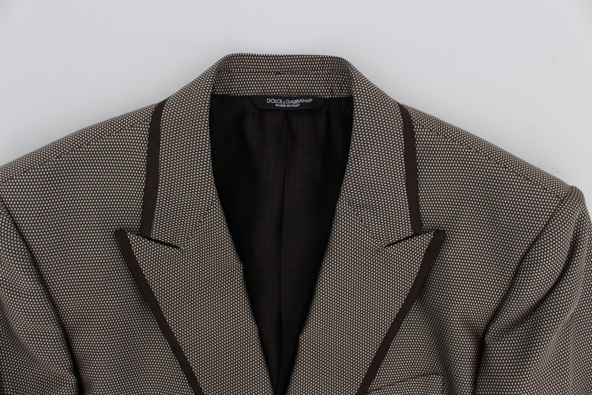 Dolce & Gabbana Men's Brown Slim Fit Silk Two Button Blazer