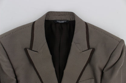 Dolce & Gabbana Men's Brown Slim Fit Silk Two Button Blazer