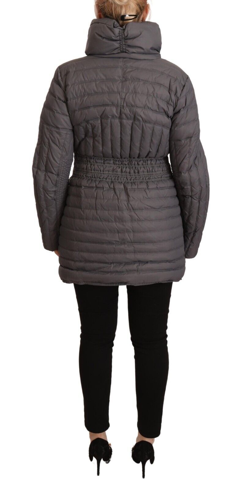Roccobaroccco Ladies' Grey Quilted Long Sleeves Logo Patch Full Zip Jacket