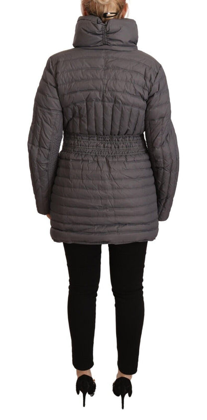 Roccobaroccco Ladies' Grey Quilted Long Sleeves Logo Patch Full Zip Jacket