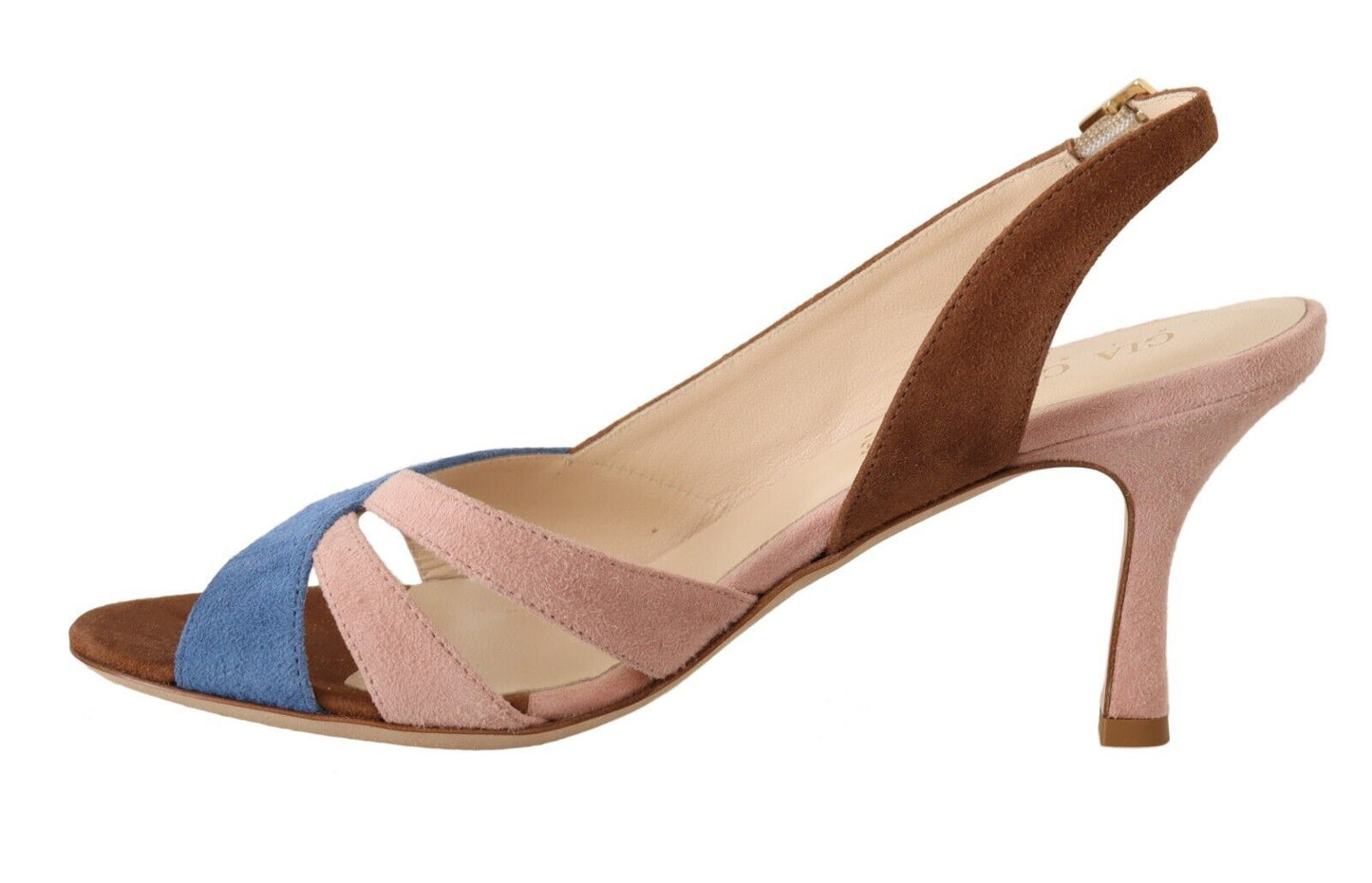 Gia Couture Multicolor Suede Leather Slingback Heels Sandals Shoes