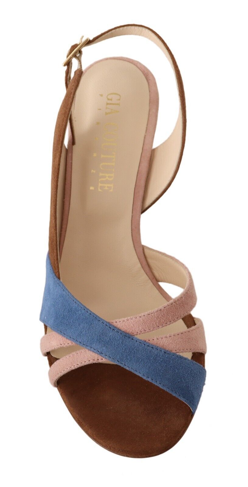 Gia Couture Multicolor Suede Leather Slingback Heels Sandals Shoes