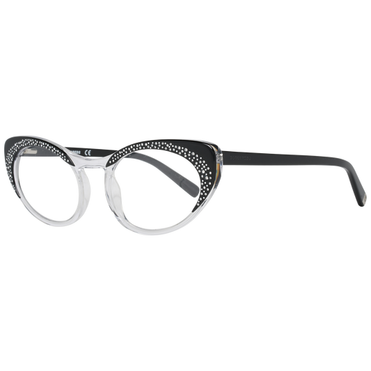 Eyeglasses Frames by Dsquared² for women in black showcases a reflective silhouette, artfully incorporating a sophisticated black coloured frame with a distinct full-frame frame design.
