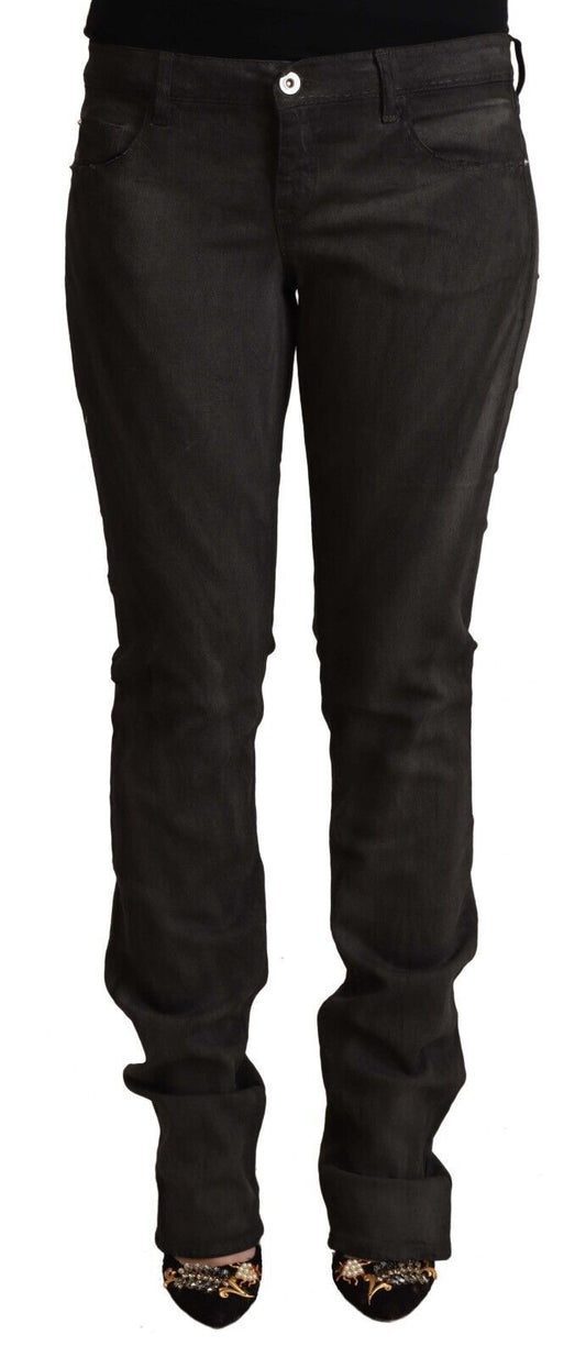Costume National Ladies' Black Cotton Mid Waist Skinny Pants