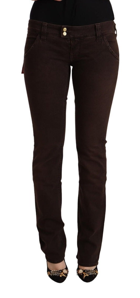Cycle Women's Brown Cotton Stretch Low Waist Slim Fit Denim Jeans