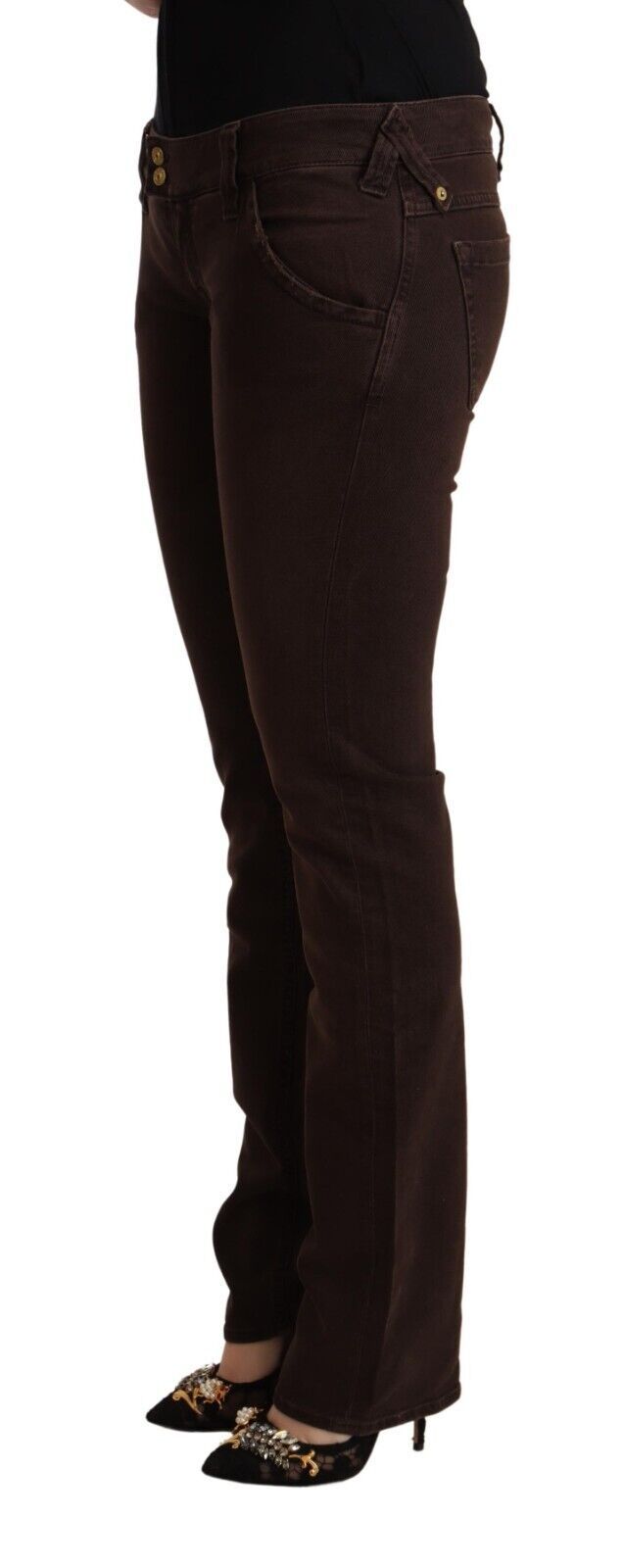 Cycle Women's Brown Cotton Stretch Low Waist Slim Fit Denim Jeans