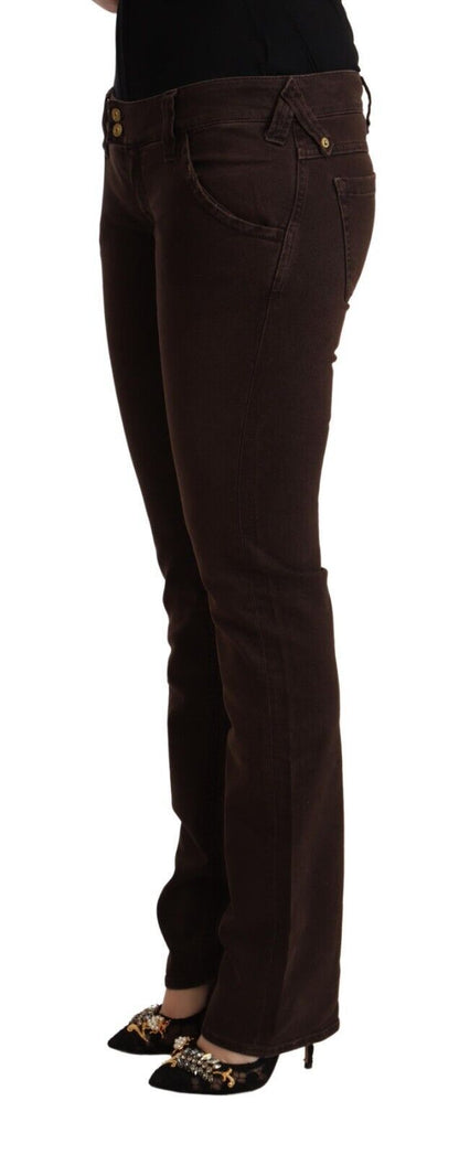 Cycle Women's Brown Cotton Stretch Low Waist Slim Fit Denim Jeans
