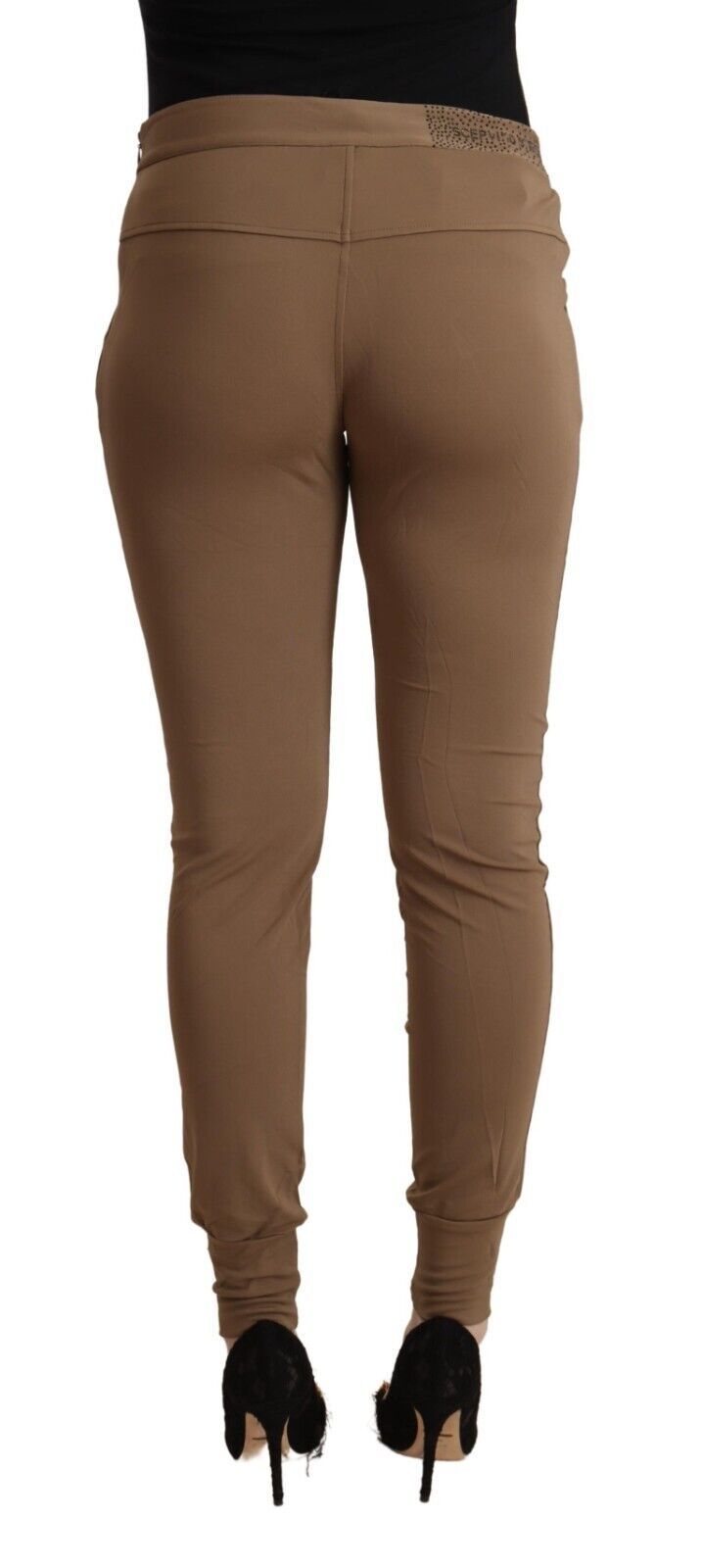 Scervino Street Ladies' Brown Viscose Mid Waist Slim Tapered Pants