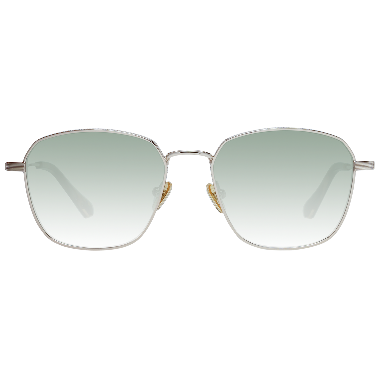 This Sunglasses by Ted Baker for men in viscose cotton canvas gradient, gold & green presents a sumptuous silhouette, showcasing a sumptuous full-rim square frame design in gold coloured frame and high-performance category-3-dark-tint gradient lens.