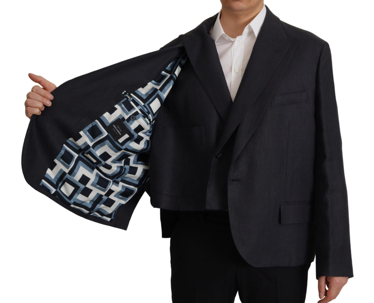 Dolce & Gabbana Men's Blue Linen Formal Blazer Jacket