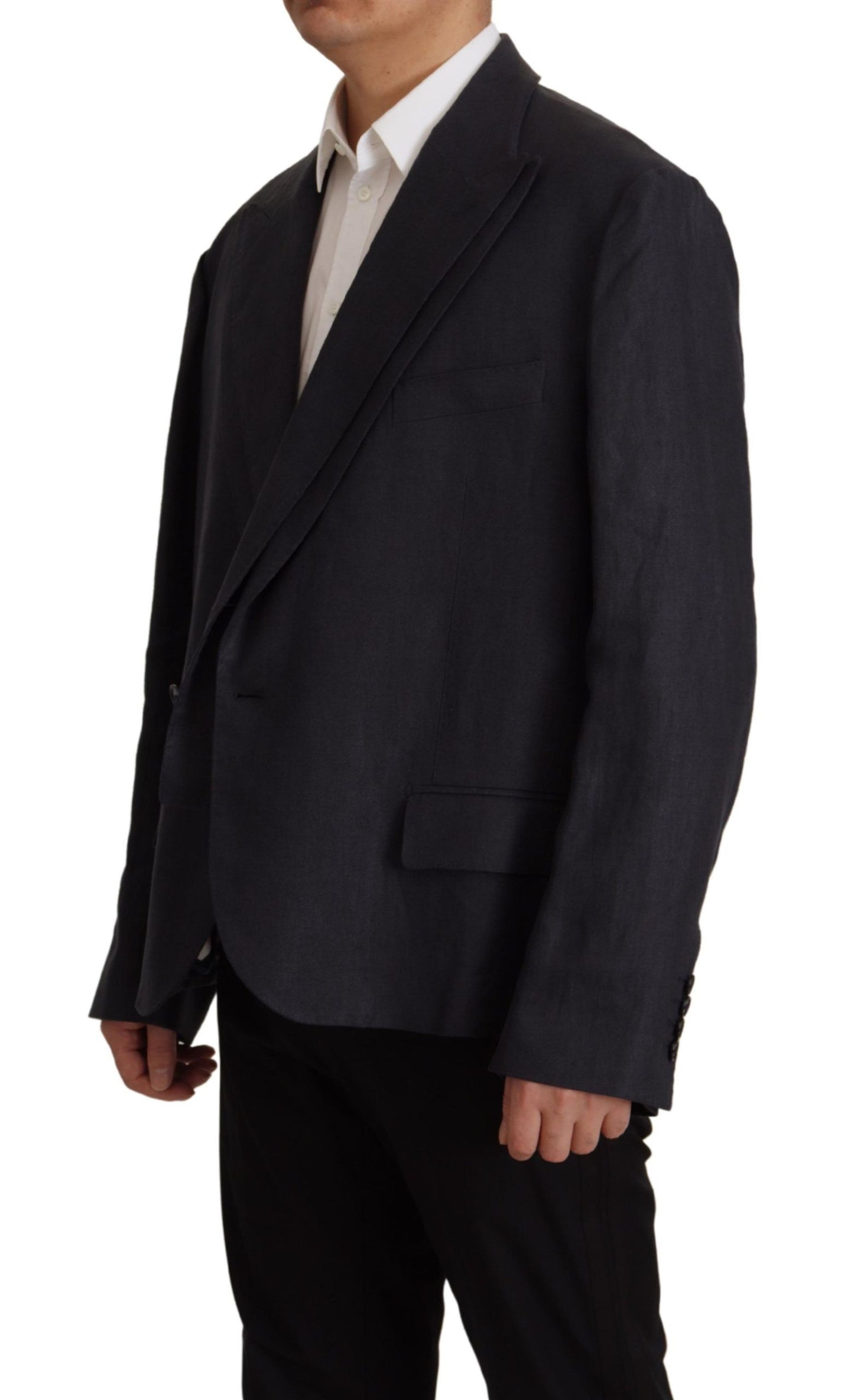 Dolce & Gabbana Men's Blue Linen Formal Blazer Jacket