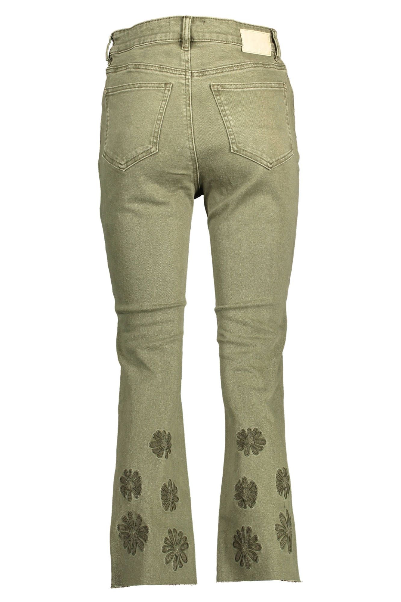 Jeans by Desigual for women in stretch cotton green & signature features an sartorial and long with a cut for a sartorial finish.