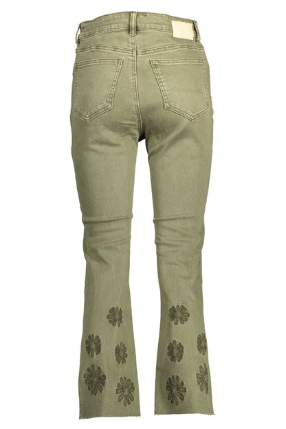 Jeans by Desigual for women in stretch cotton green & signature features an sartorial and long with a cut for a sartorial finish.