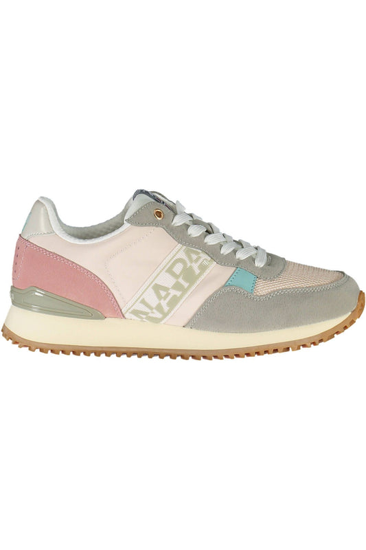 Sneakers by Napapijri for women in polyester & polyethylene pink presents a sumptuous silhouette, artfully capturing the essence of the Women's Casual Polyester & Polyethylene Sneakers with its sumptuous casual style design.