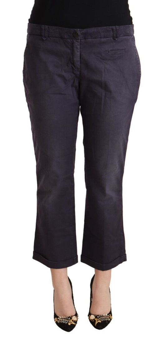 Jucca Ladies' Black Low Waist Folded Hem Flared Cropped Pants