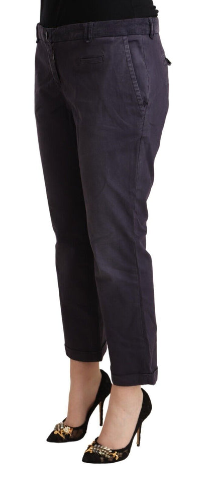 Jucca Ladies' Black Low Waist Folded Hem Flared Cropped Pants