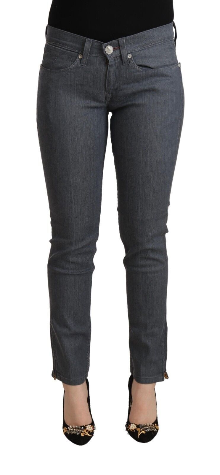 Levi's Women's Grey Cotton Low Waist Skinny Denim Jeans