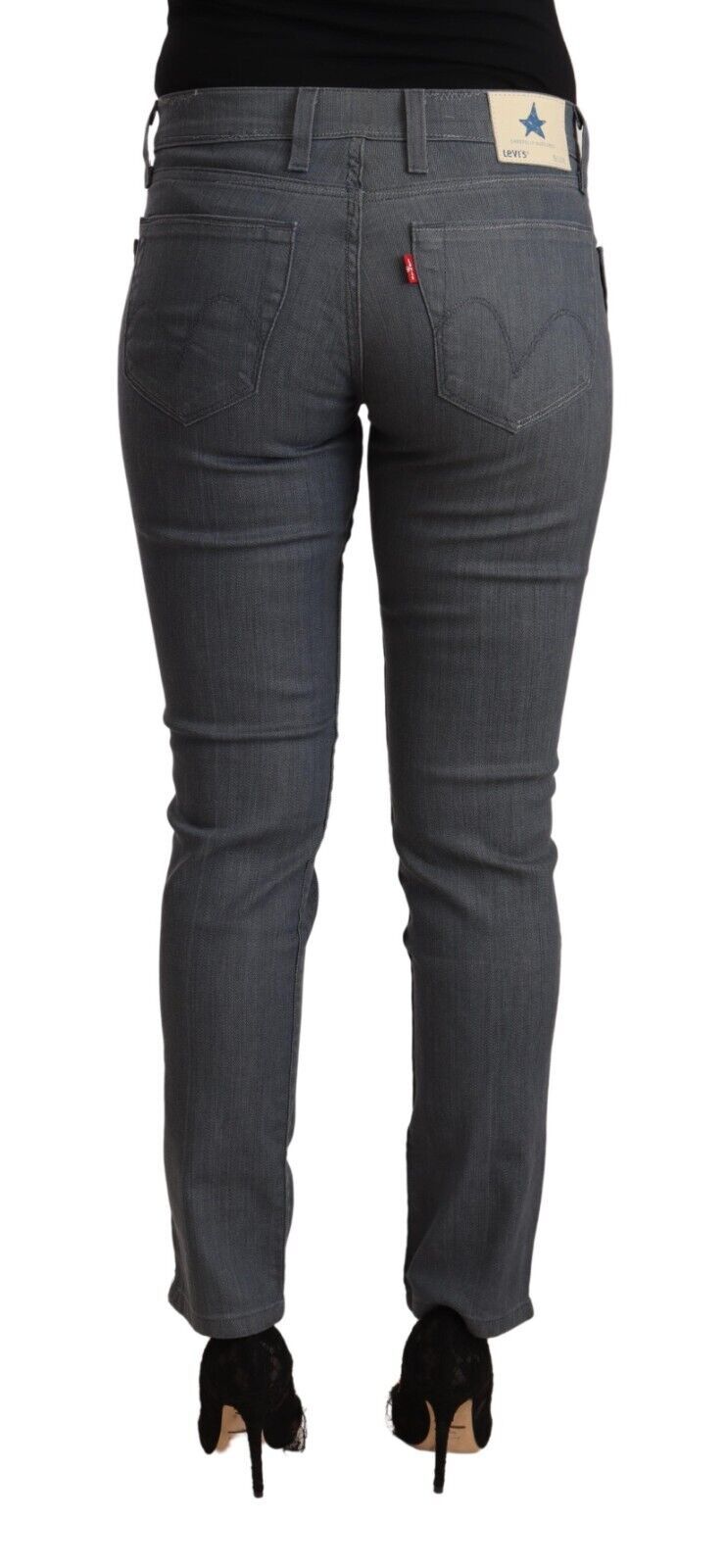 Levi's Women's Grey Cotton Low Waist Skinny Denim Jeans