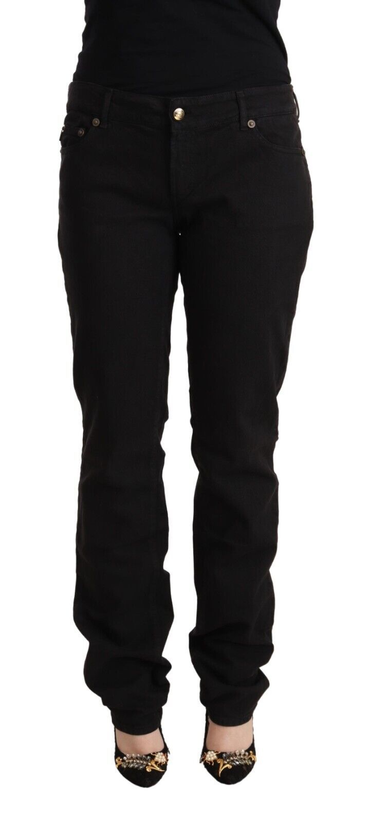 Just Cavalli Women's Black Mid Waist Denim Cotton Skinny Jeans