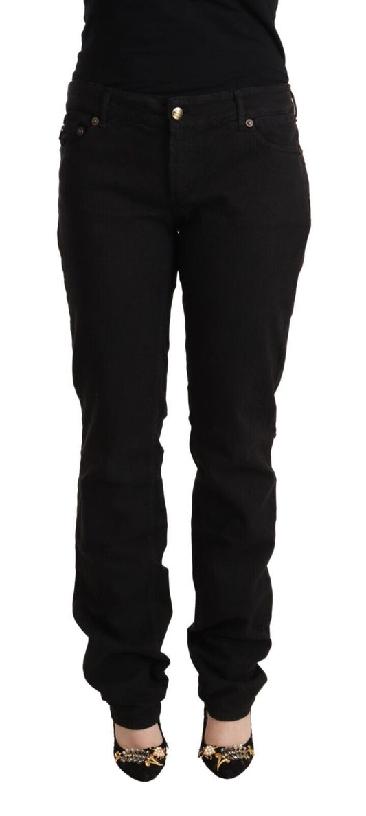 Just Cavalli Women's Black Mid Waist Denim Cotton Skinny Jeans