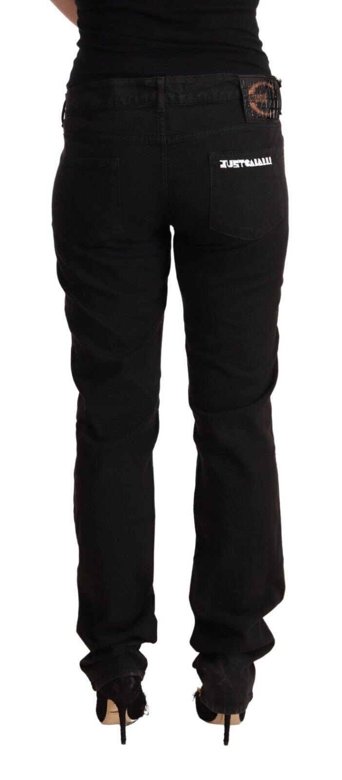 Just Cavalli Women's Black Mid Waist Denim Cotton Skinny Jeans