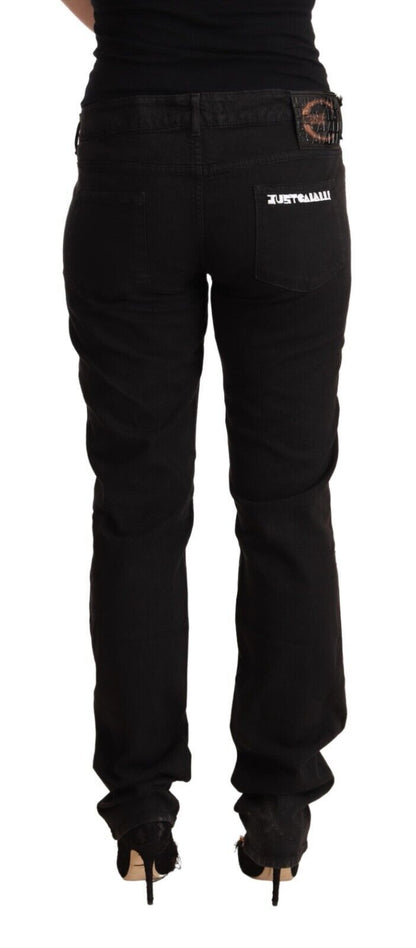 Just Cavalli Women's Black Mid Waist Denim Cotton Skinny Jeans