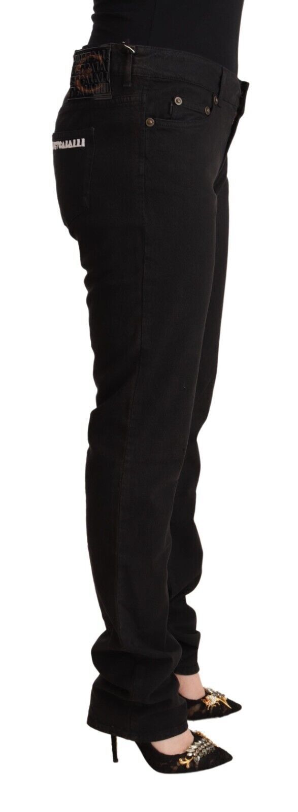 Just Cavalli Women's Black Mid Waist Denim Cotton Skinny Jeans