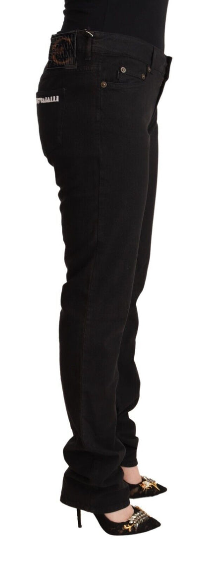 Just Cavalli Women's Black Mid Waist Denim Cotton Skinny Jeans