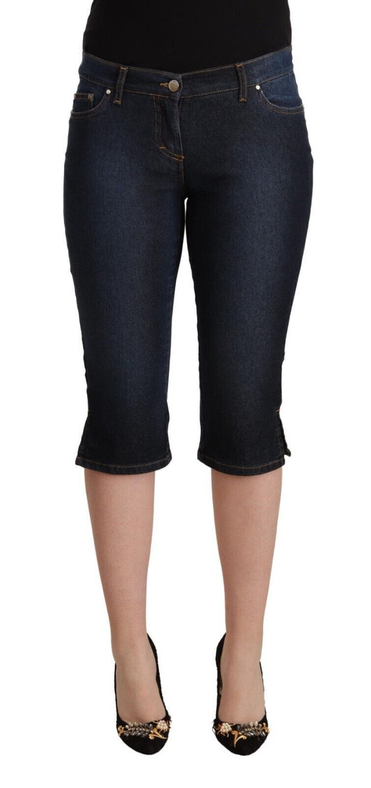 GF Ferre Ladies Blue Cotton Stretch Low Waist Slim Capri Denim Jeans