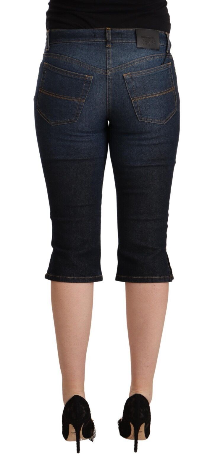 GF Ferre Ladies Blue Cotton Stretch Low Waist Slim Capri Denim Jeans