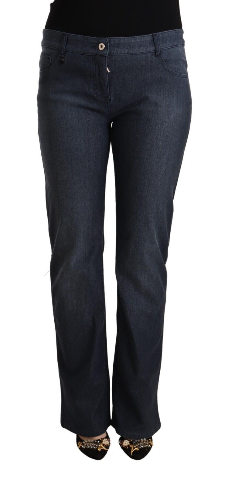 Marghi Lo' Women's Dark Blue Cotton Straight Denim Jeans