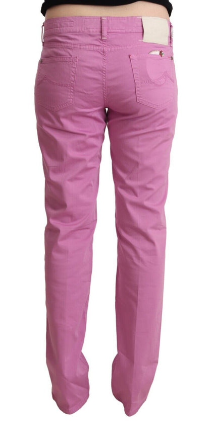 Jacob Cohen Women's Pink Cotton Low Waist Denim Tapered Jeans