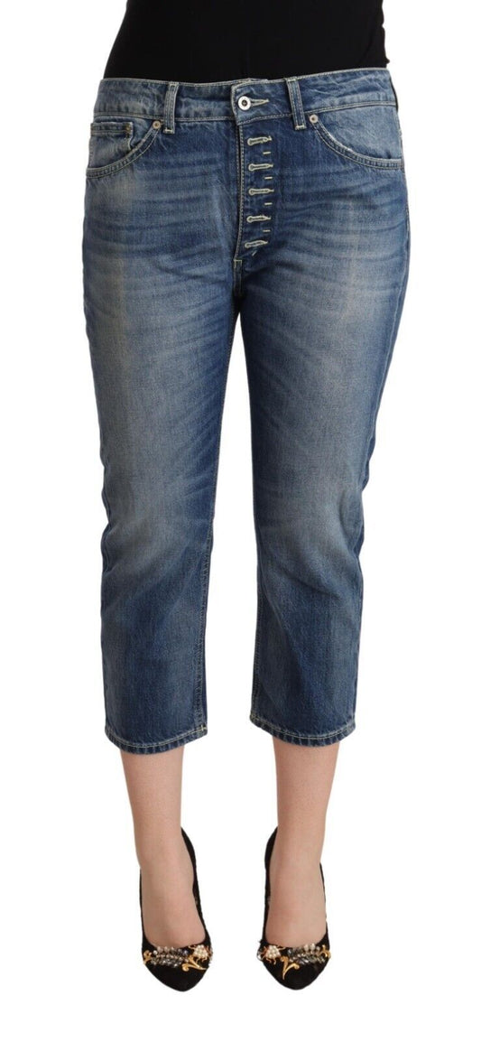 Dondup Women's Blue Washed Mid Waist Capri Denim Jeans