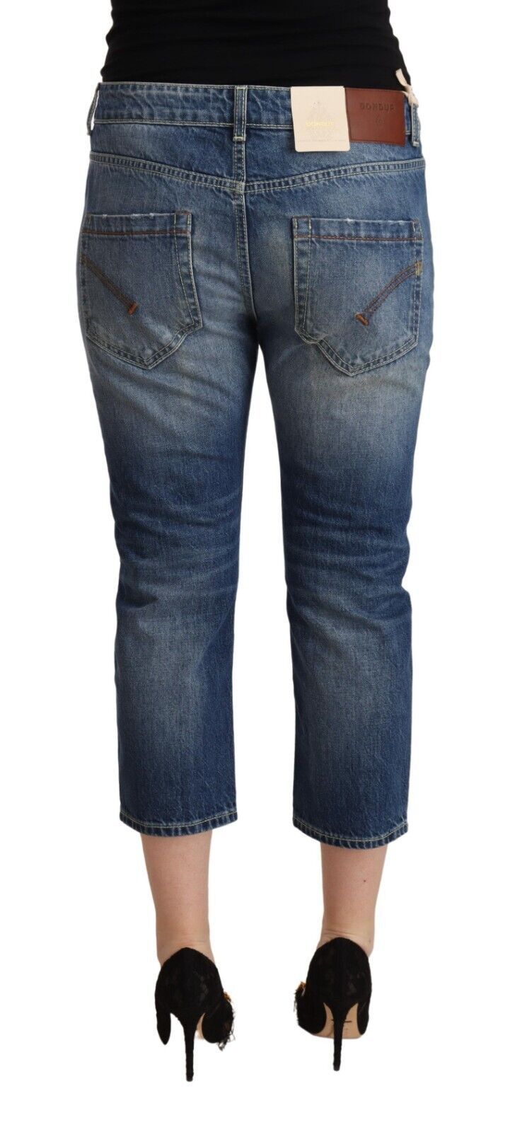 Dondup Women's Blue Washed Mid Waist Capri Denim Jeans