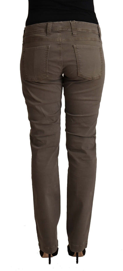 Cycle Women's Brown Cotton Low Waist Skinny Casual Jeans