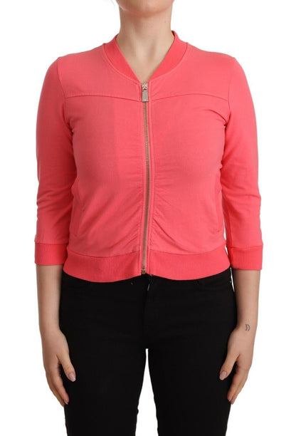 Blumarine Women's Pink 3/4 Sleeve Zip Embellished Sweater