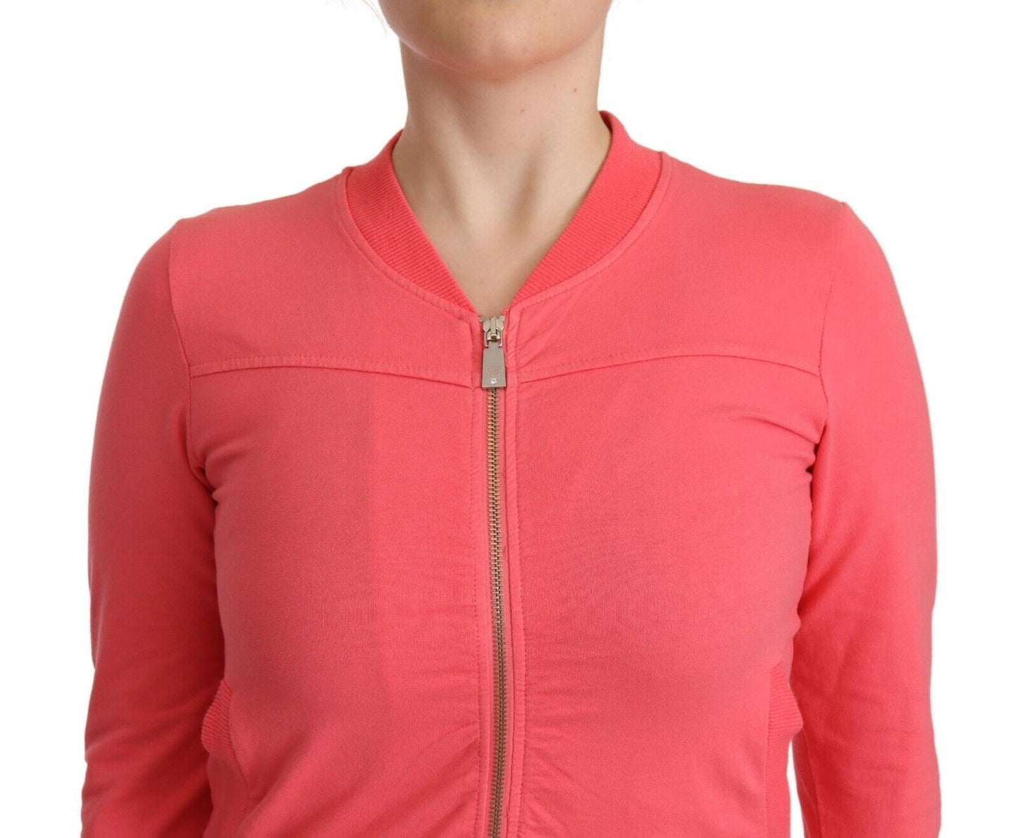 Blumarine Women's Pink 3/4 Sleeve Zip Embellished Sweater