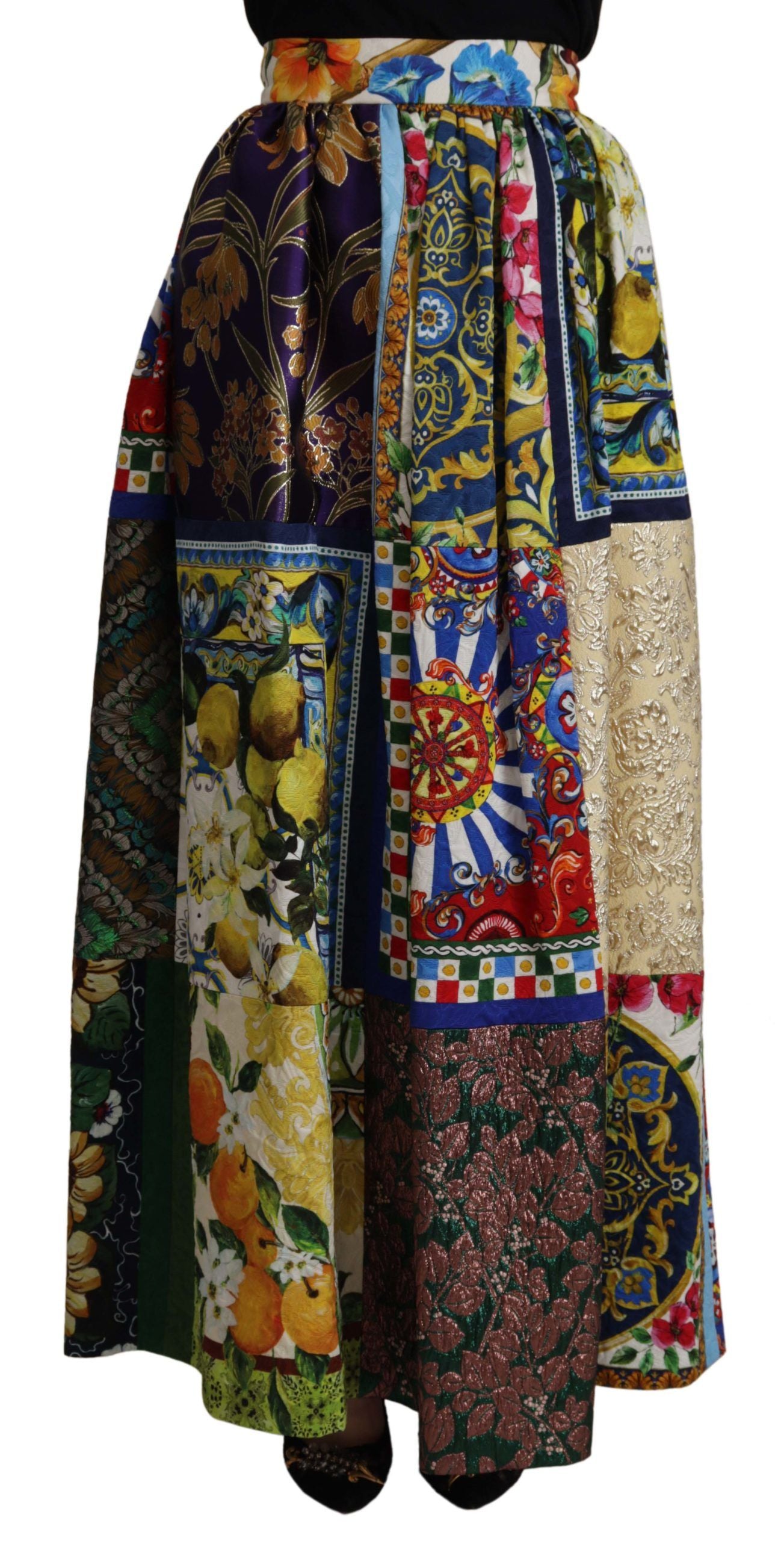 Dolce & Gabbana Multicolour Patchwork Sicily Long Maxi Skirt
