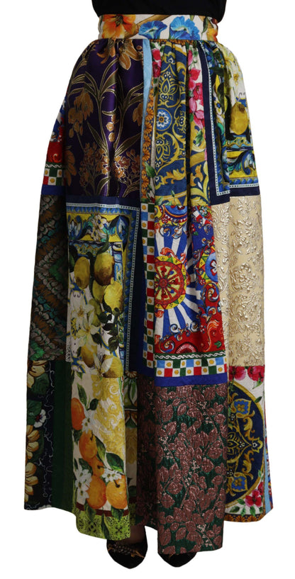 Dolce & Gabbana Multicolour Patchwork Sicily Long Maxi Skirt