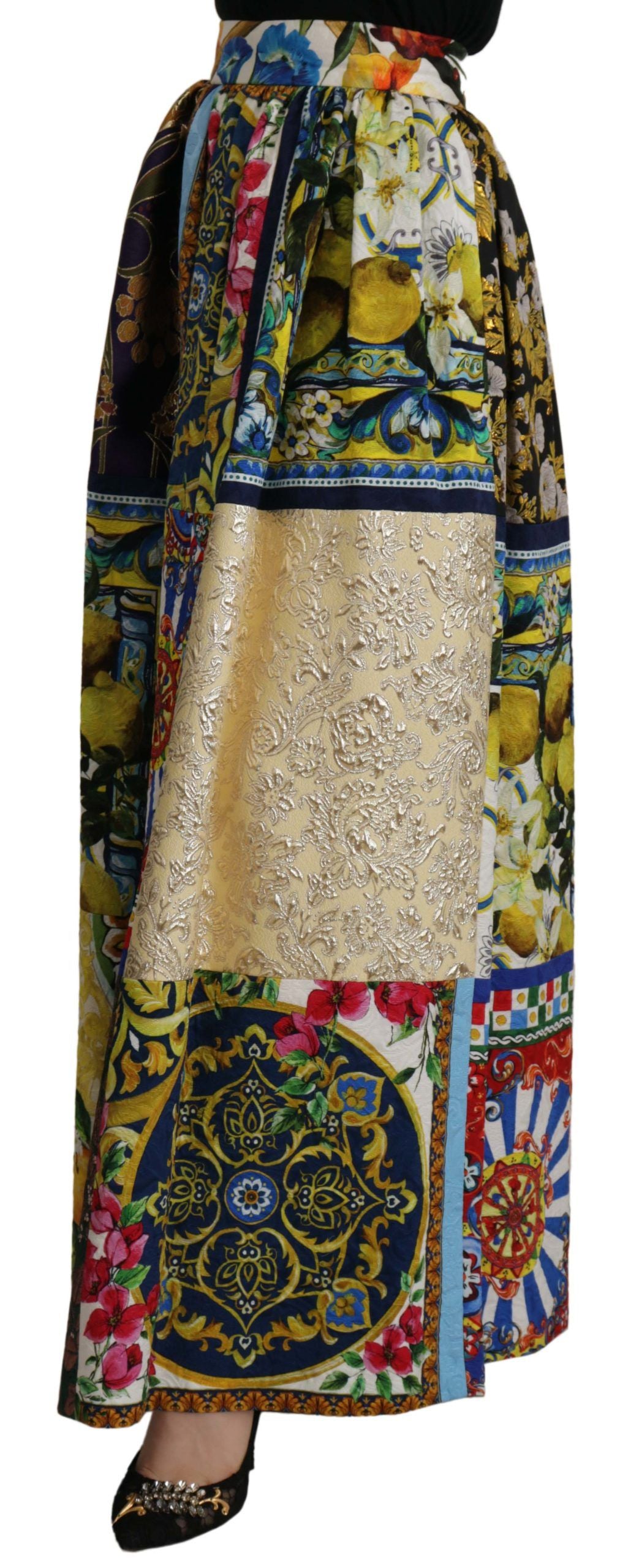 Dolce & Gabbana Multicolour Patchwork Sicily Long Maxi Skirt