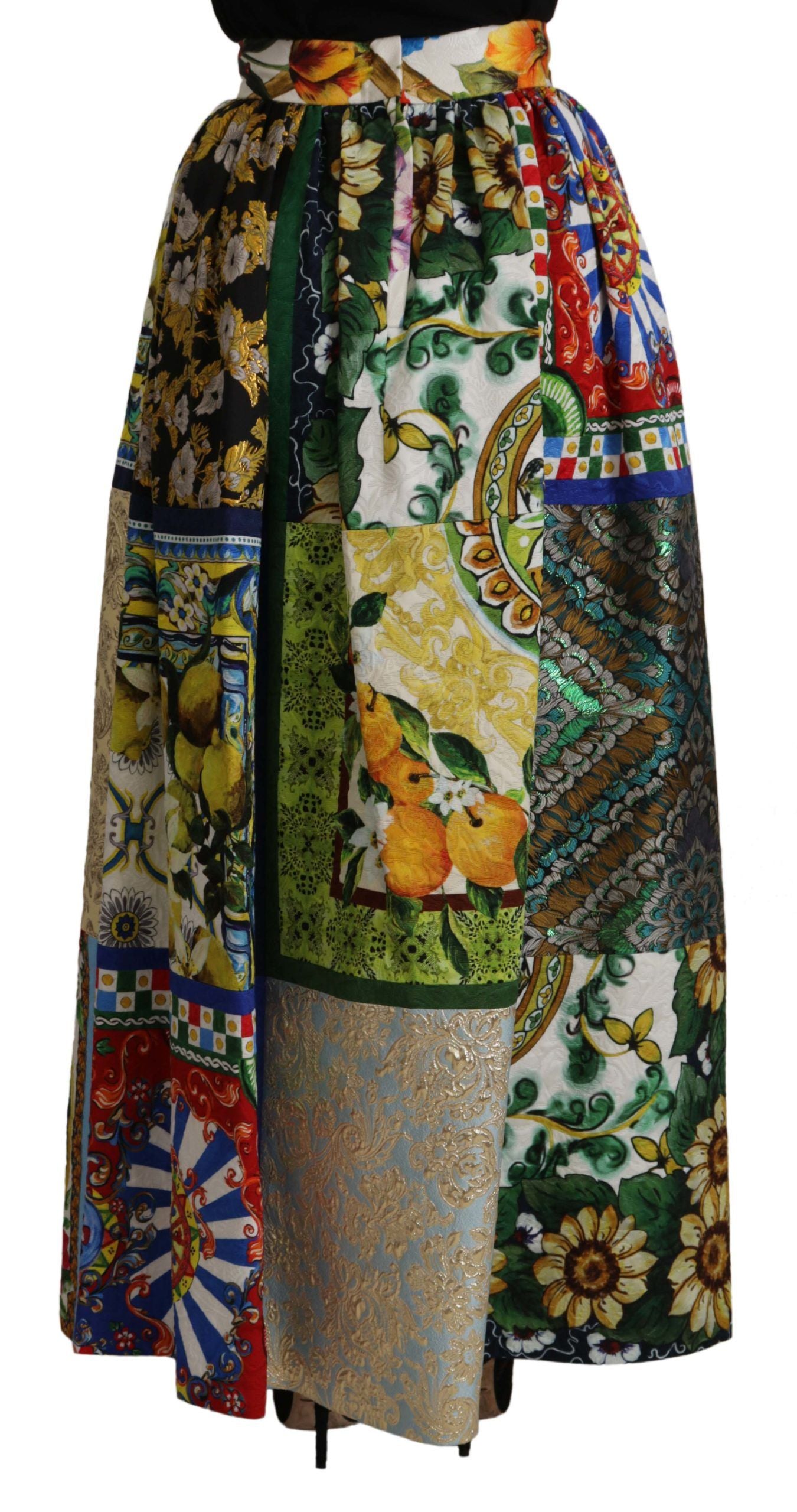 Dolce & Gabbana Multicolour Patchwork Sicily Long Maxi Skirt
