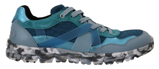 Dolce & Gabbana Men's Low Top PVC Polyester & Calf Leather Sneakers - Black Blue Gray