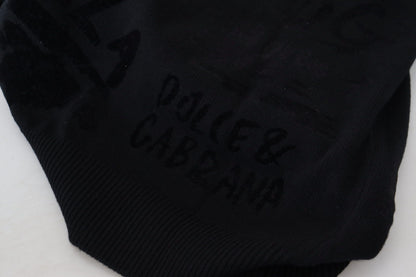 D&G Black Wool Logo Pattern Crewneck Pullover Sweater