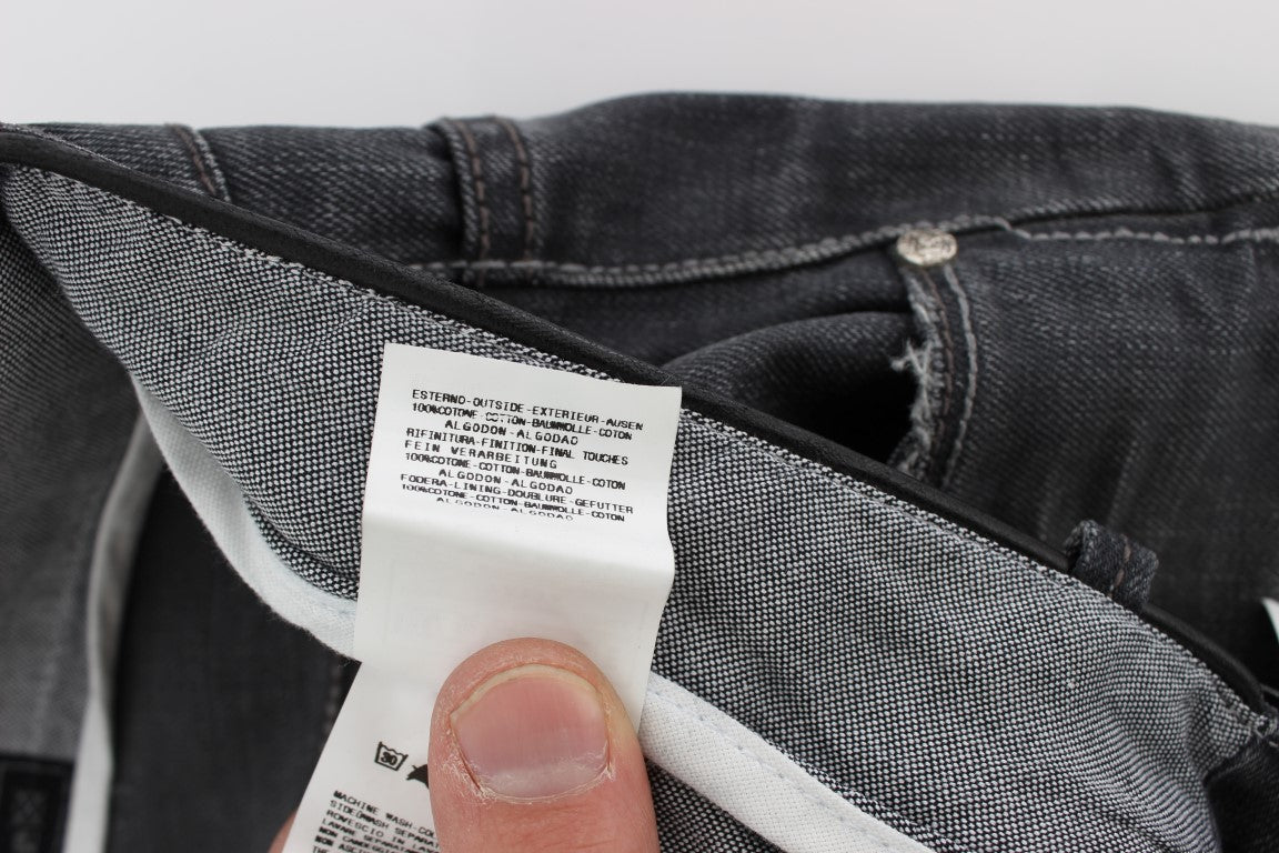 Grey Cotton Regular Low Fit Jeans