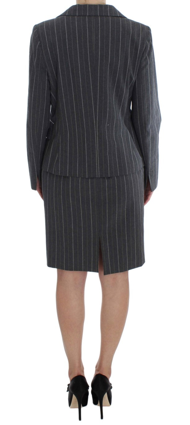 Bencivenga Grey Stretch Suit Sheath Dress & Blazer Set