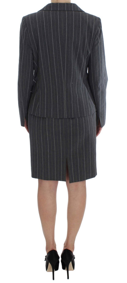 Bencivenga Grey Stretch Suit Sheath Dress & Blazer Set